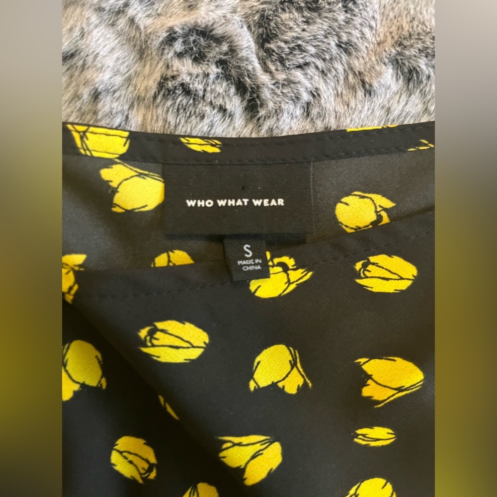 Who What Wear black & yellow floral print dress, sleeveless midi EUC Small - Picture 10 of 15
